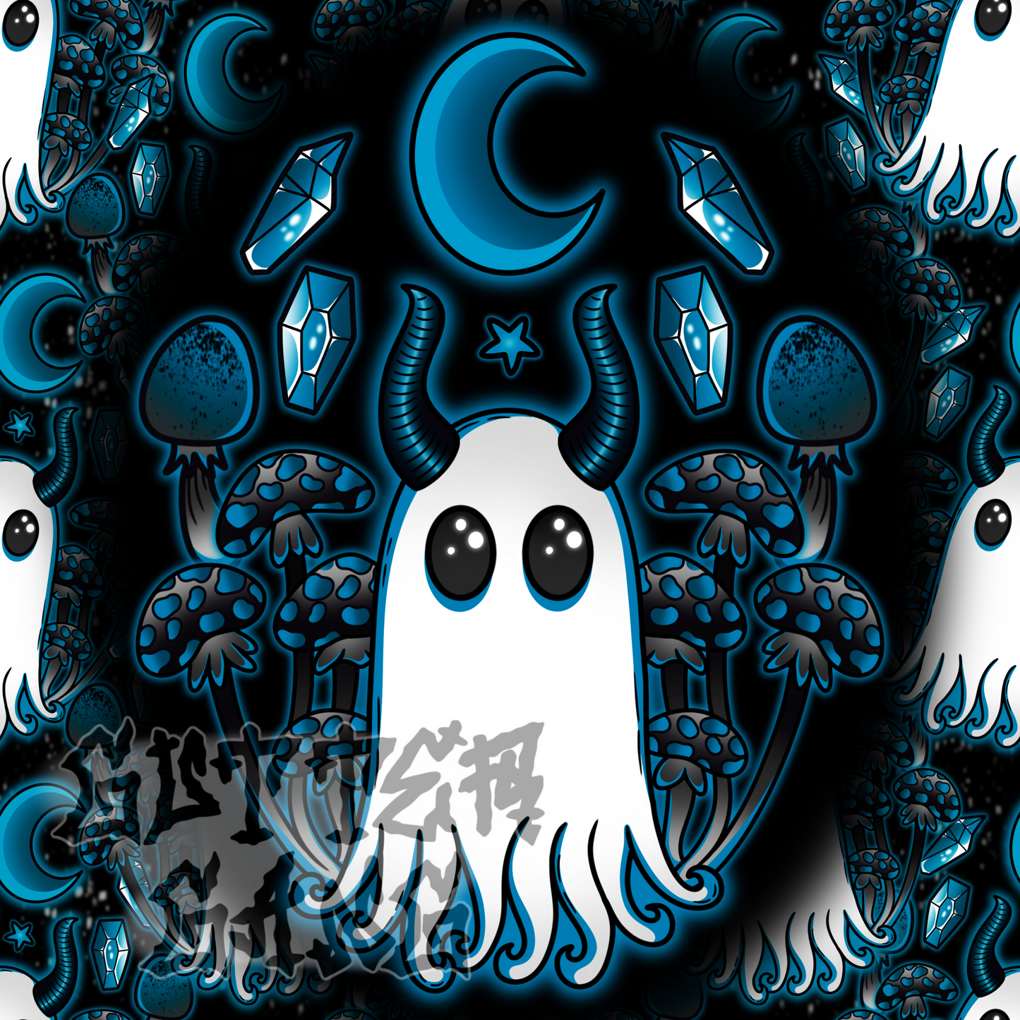 Blue Haunted Mushies PNG