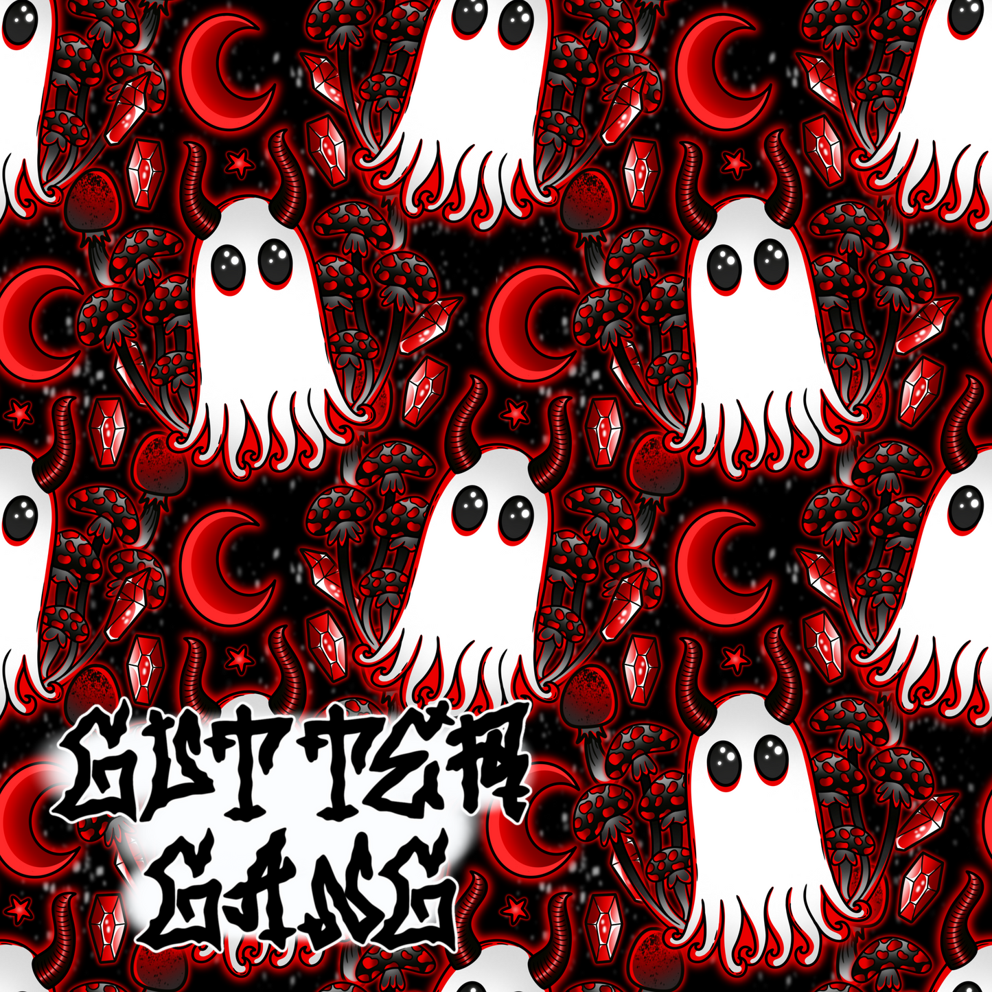 Red Haunted Mushies Seamless File
