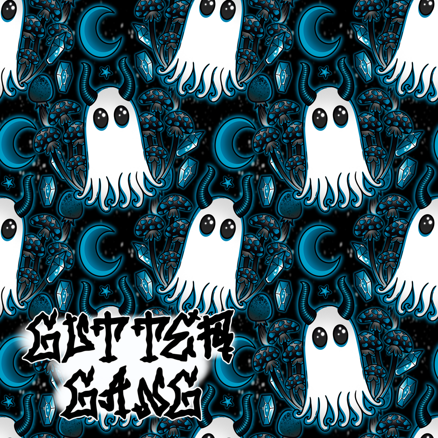 Blue Haunted Mushies Seamless File