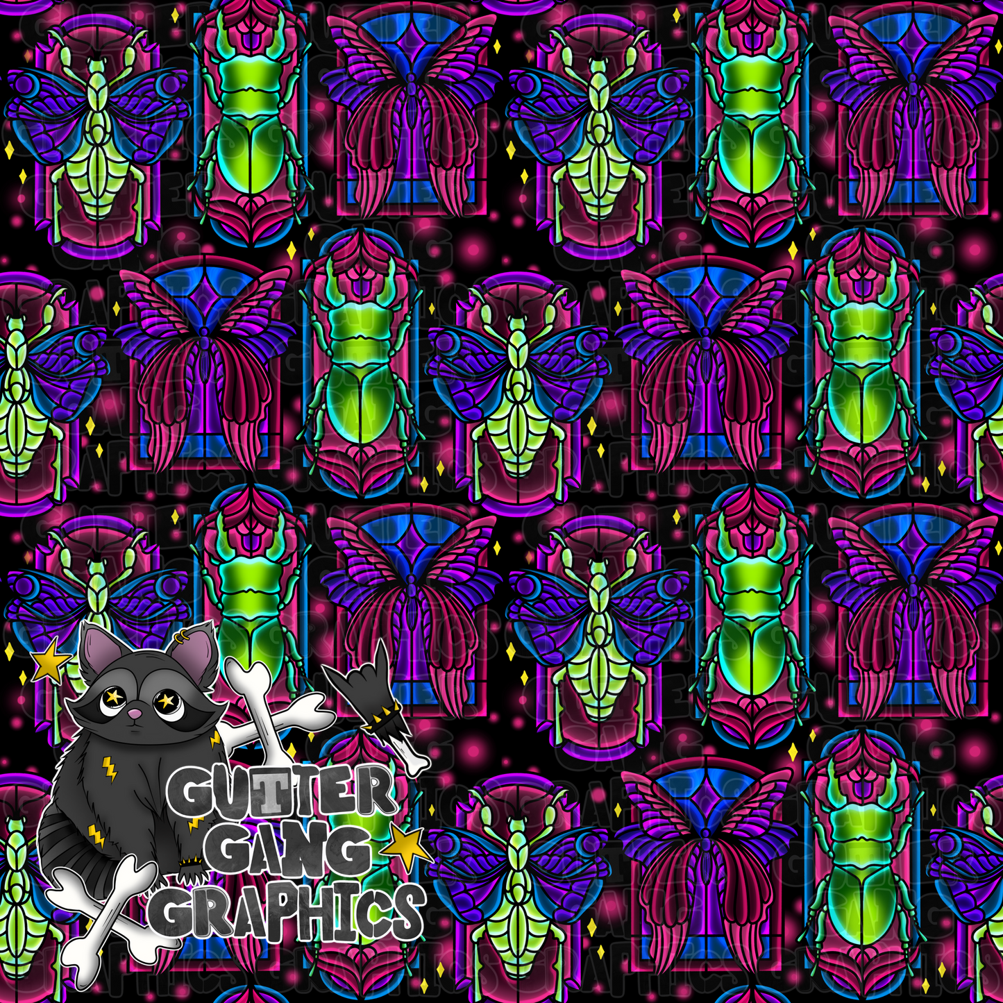 Stained Glass Bugs Seamless File