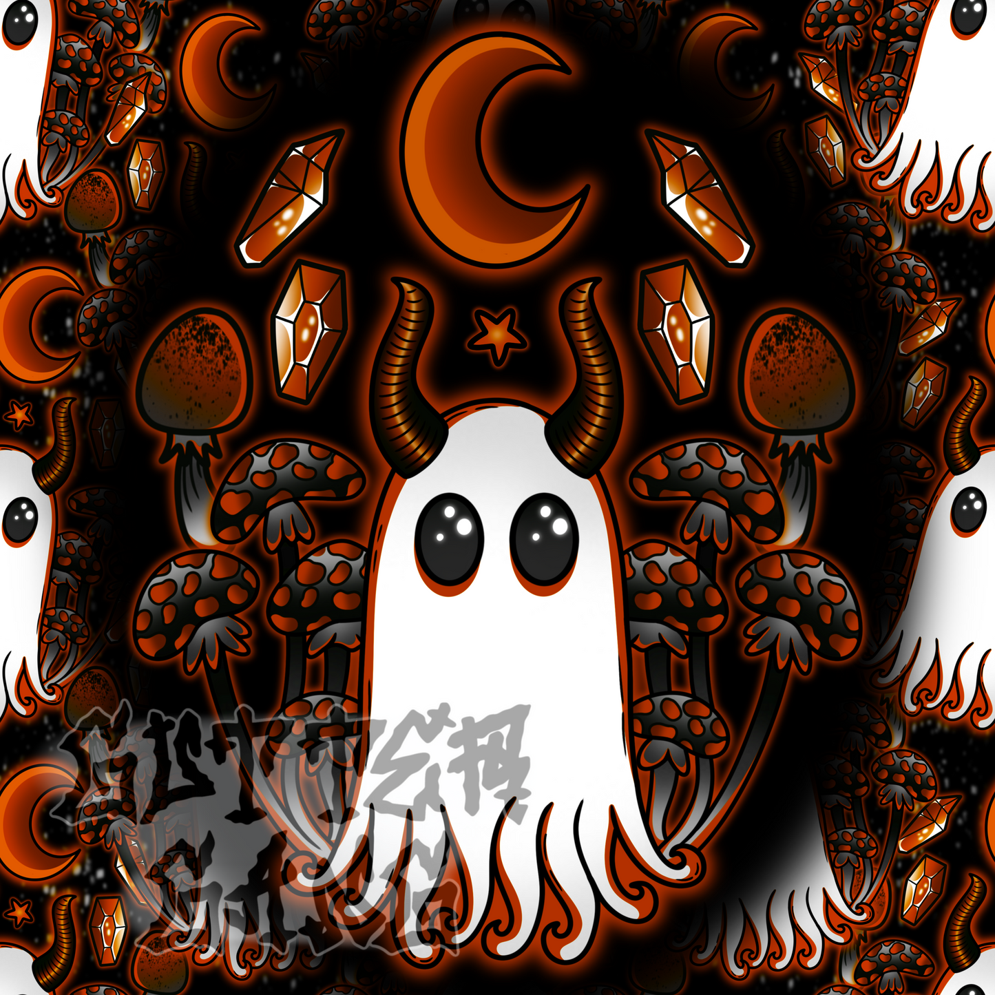Orange Haunted Mushies PNG