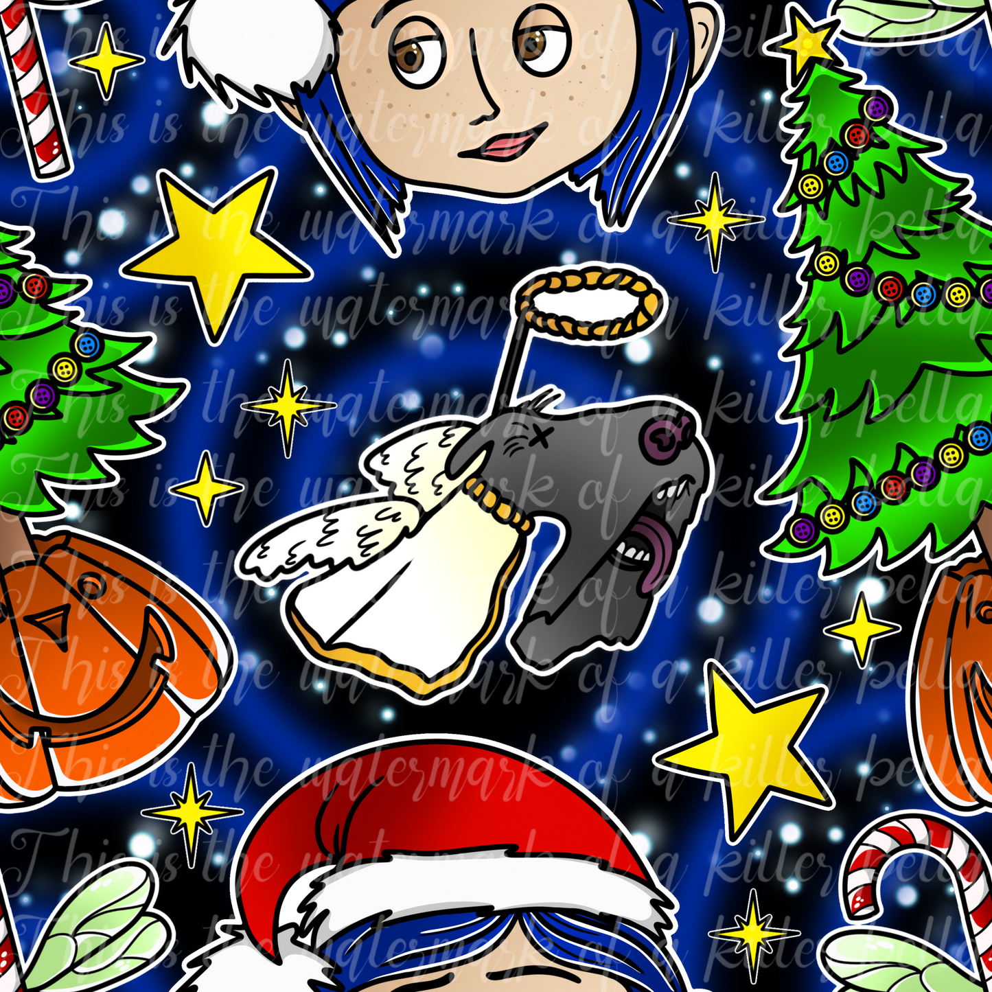 Button Eyes Christmas #1 Seamless File