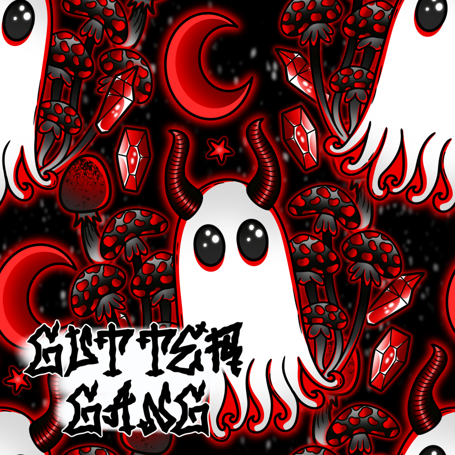 Red Haunted Mushies Seamless File