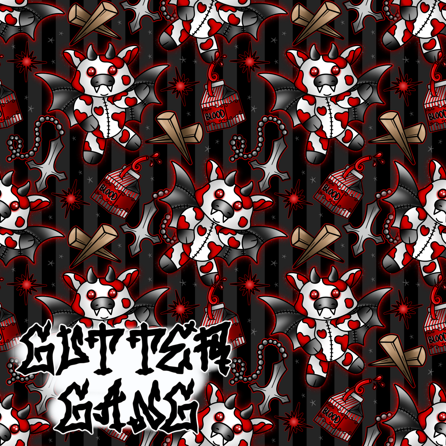 Vampire Cow Stripes Seamless File