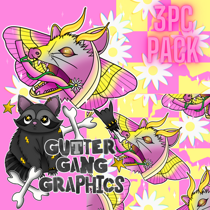 Pink Maple Opossum Moth PNG & Seamless Pack