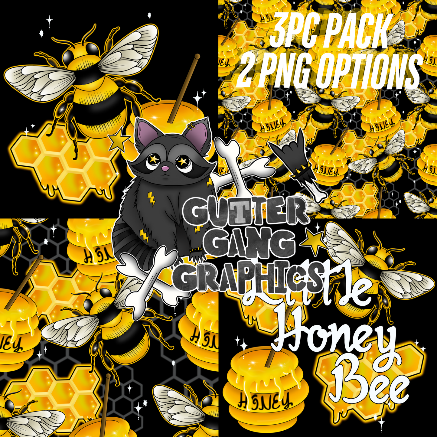 Honey Bee Seamless & PNG 3pc Pack