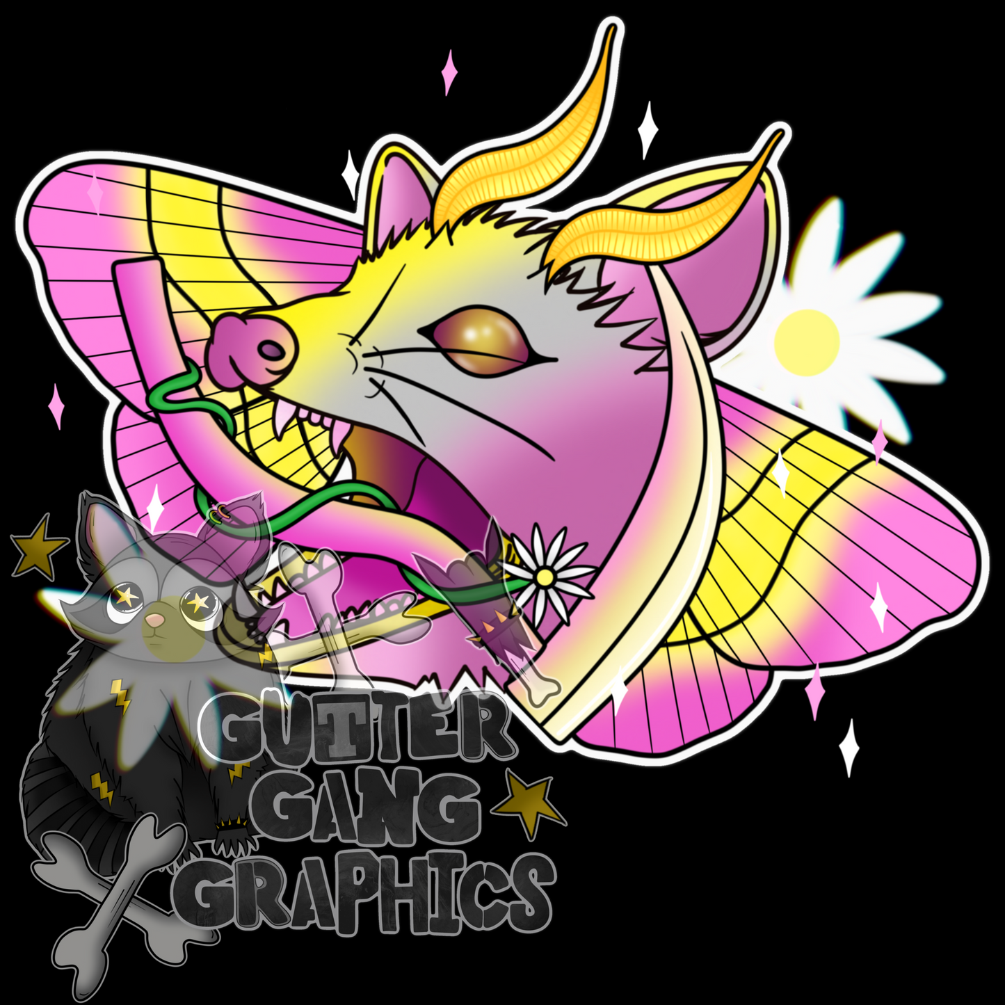 Pink Maple Opossum Moth PNG & Seamless Pack