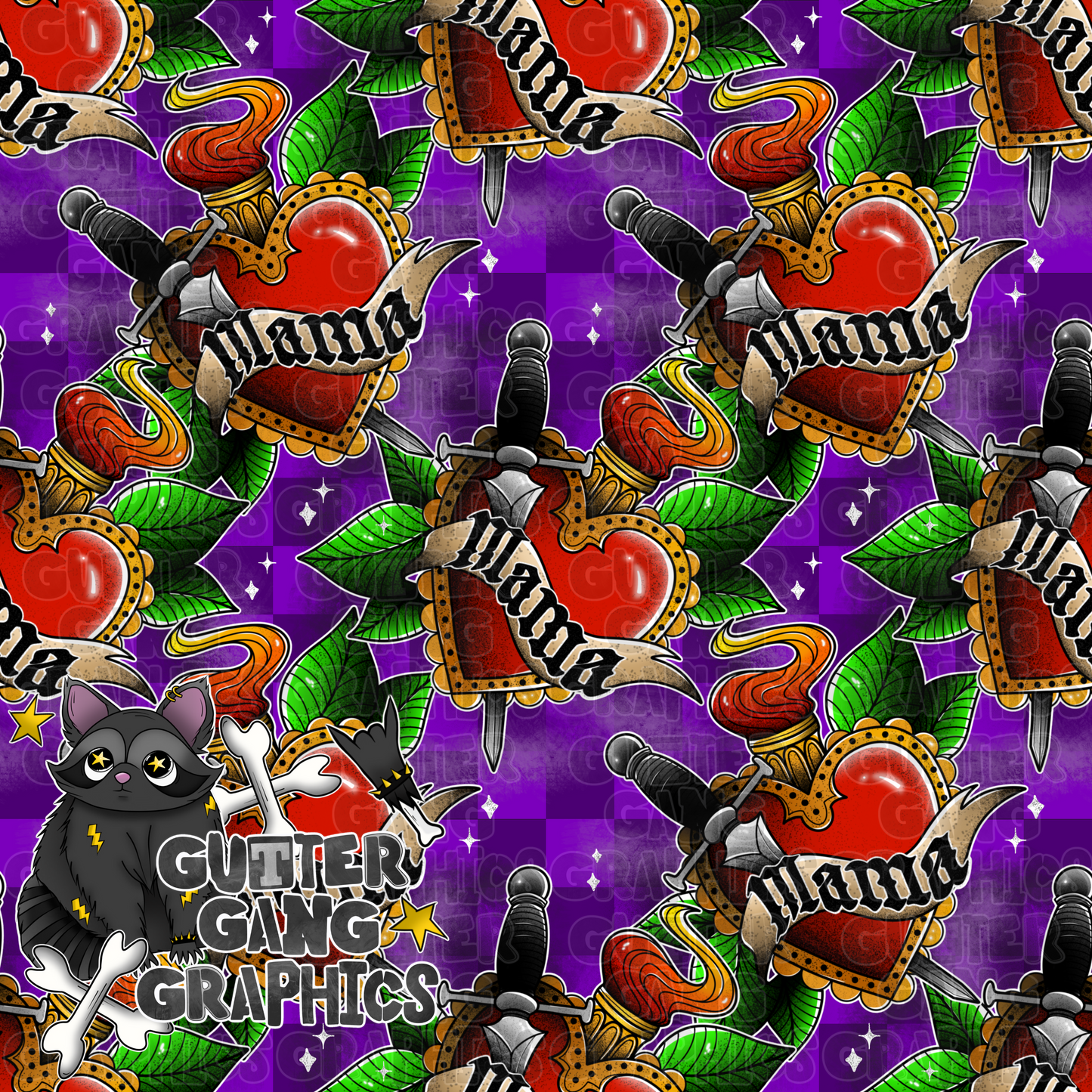 Tattoo Mama Heart Seamless File *purple*