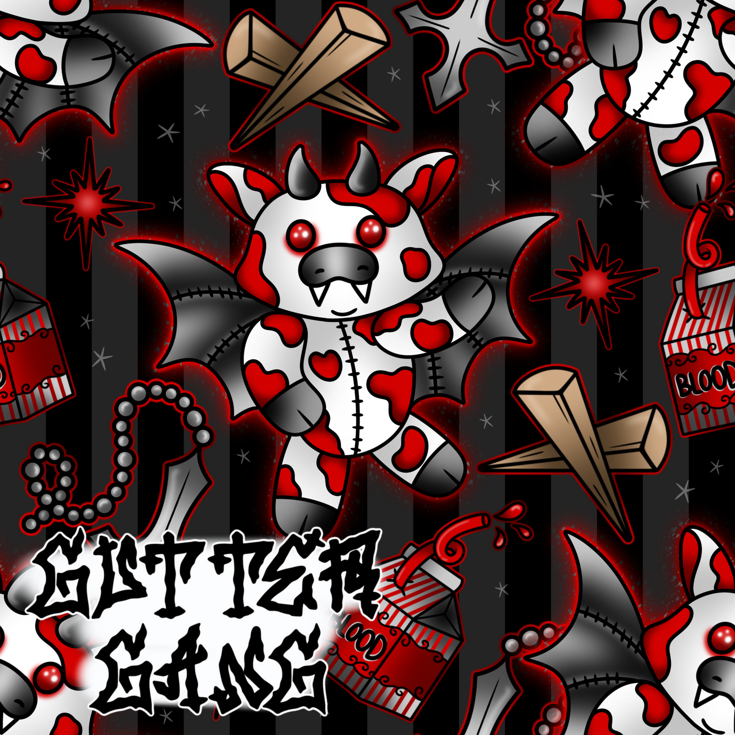 Vampire Cow Stripes Seamless File