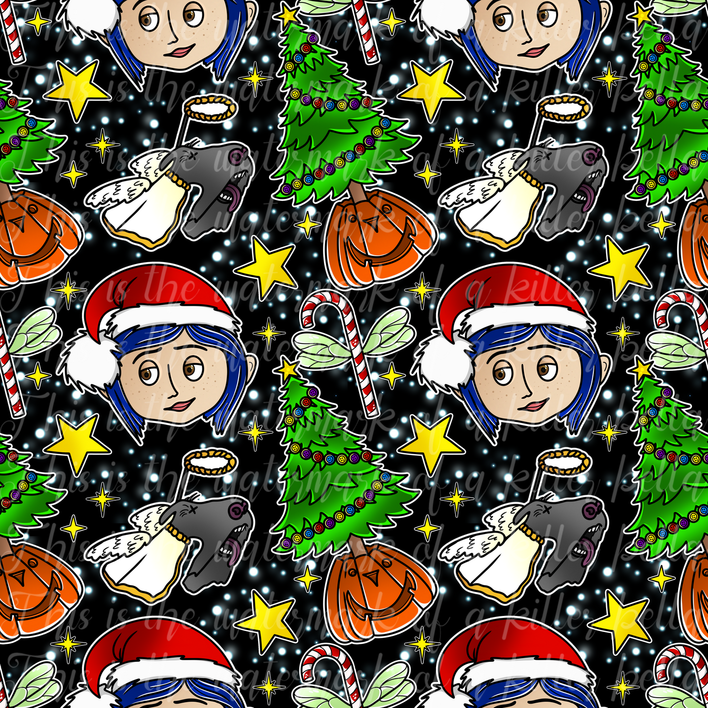 Button Eyes Christmas #2 Seamless File