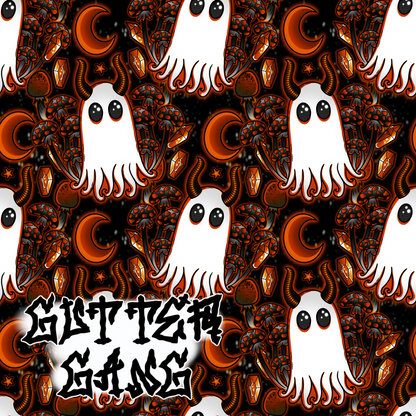 Orange Haunted Mushies Seamless File