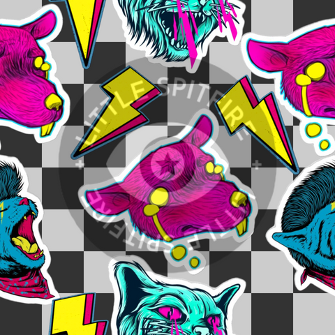 Neon Retro Animals Seamless File