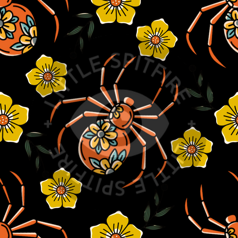 Floral Tattoo Spider Checkers Seamless File