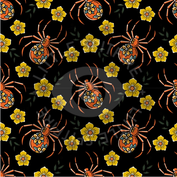 Floral Tattoo Spider Checkers Seamless File