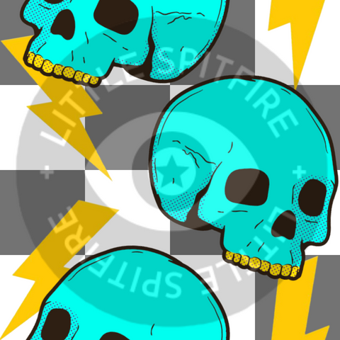 Retro Skulls on grey checkers Seamless File