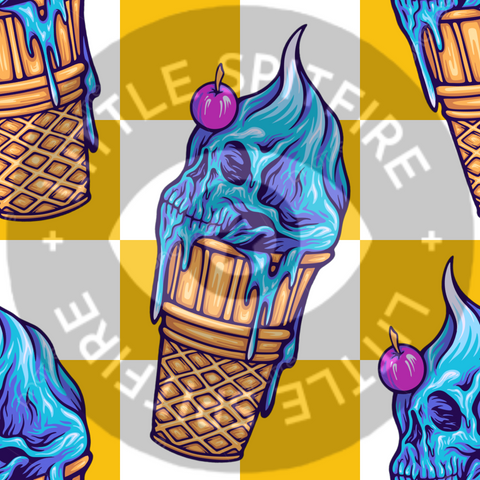 Skull Icecream on yellow Seamless File