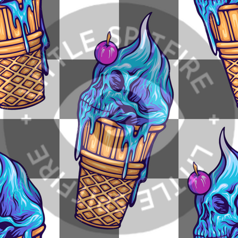 Skull Icecream on grey Seamless File