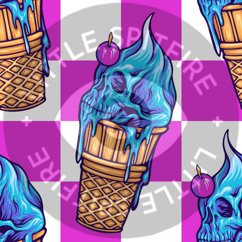 Skull Icecream on pink Seamless File