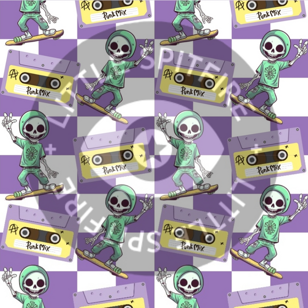 Skater & Cassette on lilac Seamless File