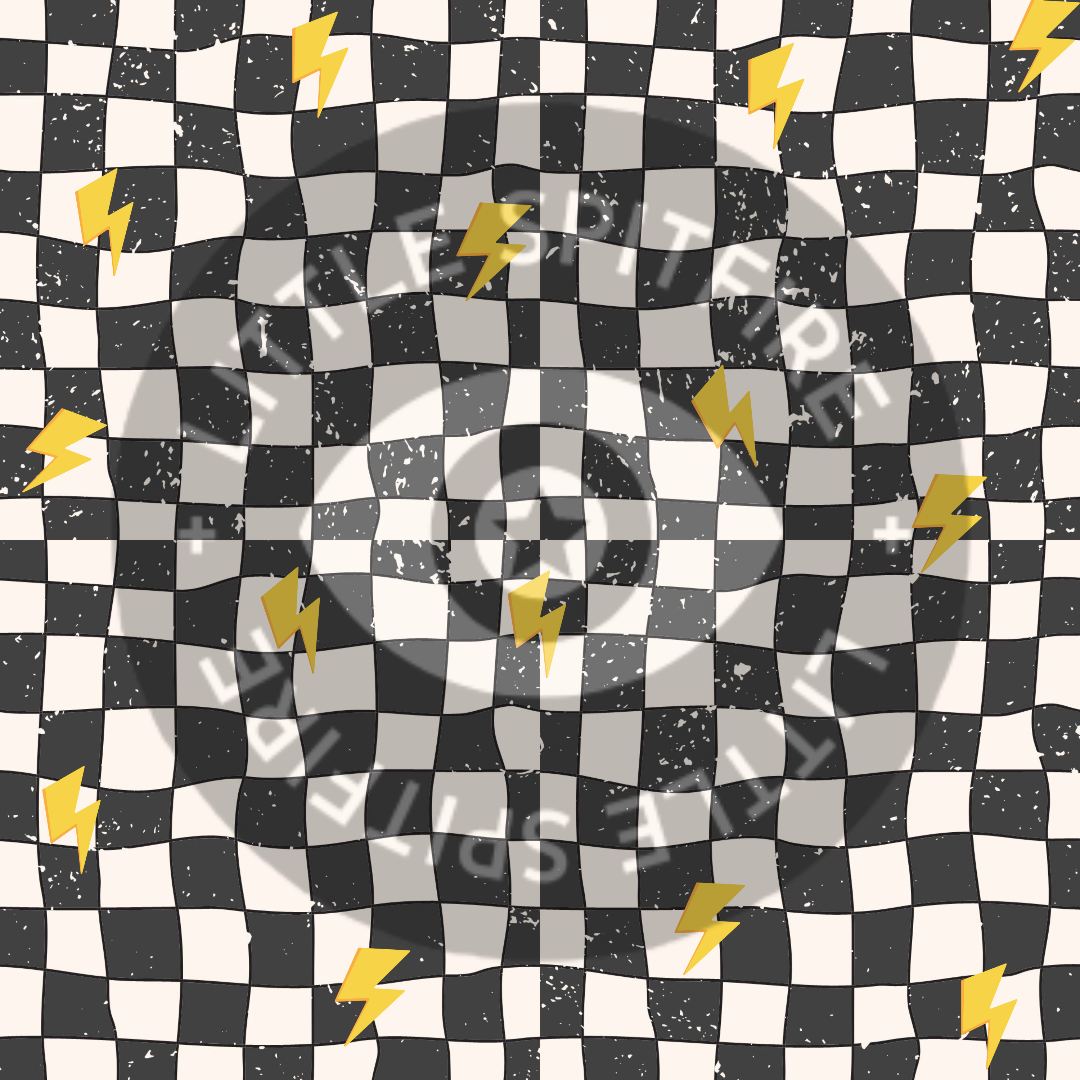 Retro Checkers Yellow Bolts Cord. Seamless File