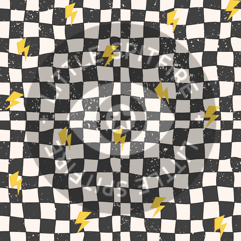 Retro Checkers Yellow Bolts Cord. Seamless File