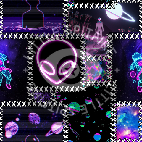 Neon Alien Patchwork Seamless File