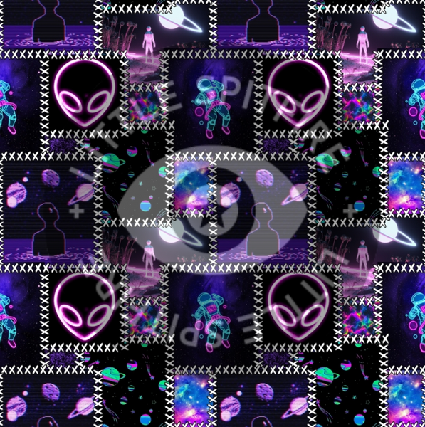 Neon Alien Patchwork Seamless File