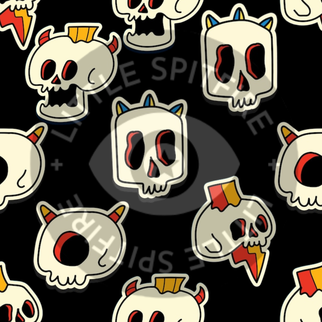 Retro Skulls on black Seamless File