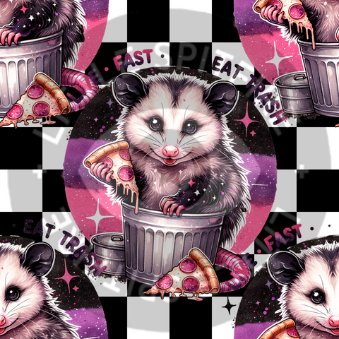 Live Fast Eat Trash on checkers Seamless File