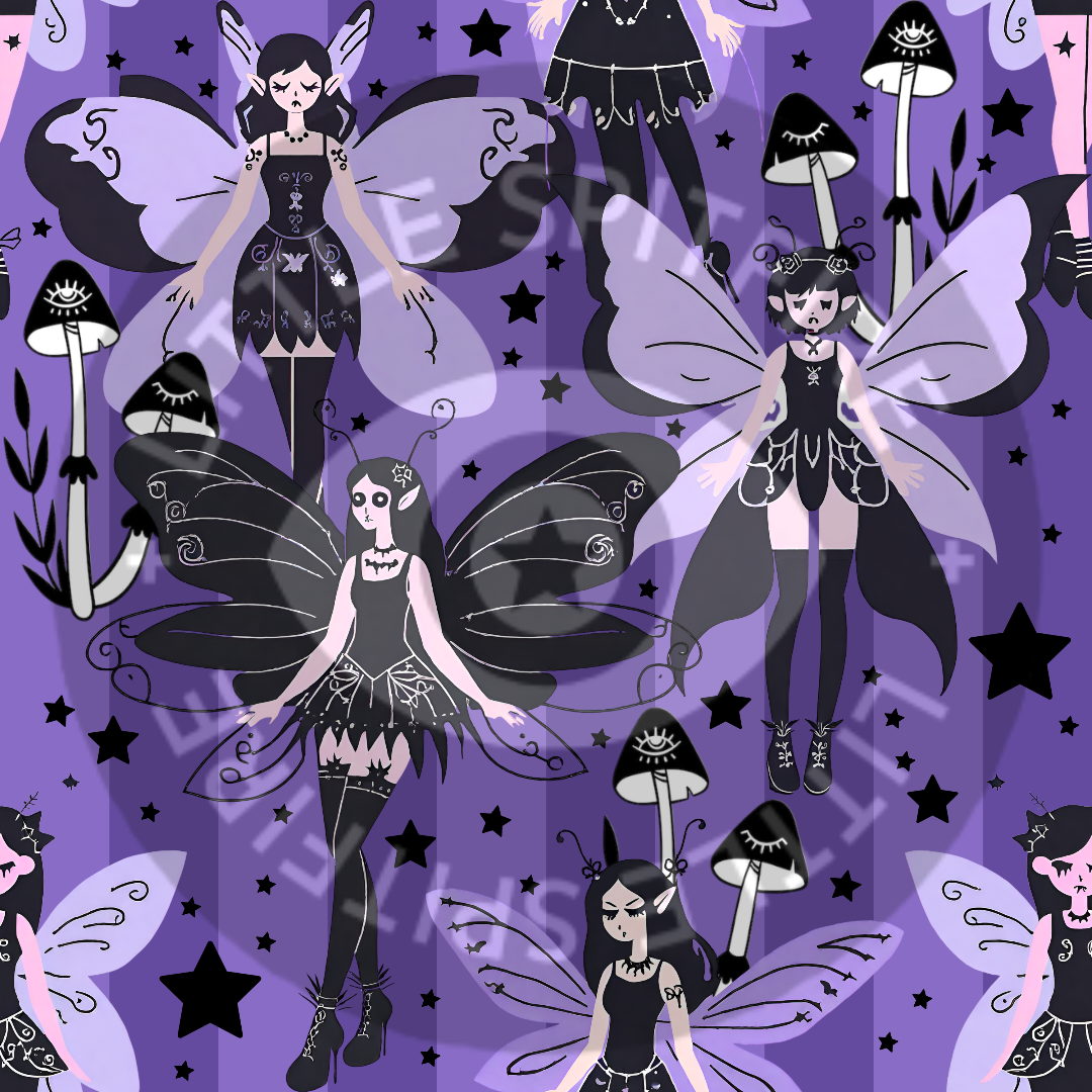 Goth Fairies on stripes Seamless File