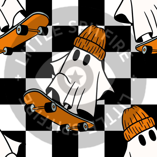 Skater Ghost on b&w checkers Seamless File