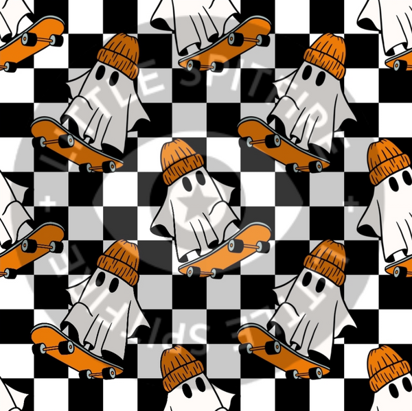 Skater Ghost on b&w checkers Seamless File