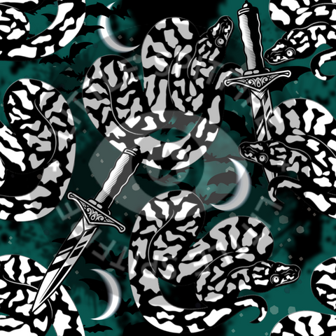 Snakes & Daggers (Teal) Seamless File