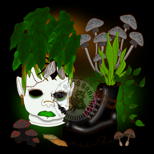 Goth Stompy Boots Planter PNG